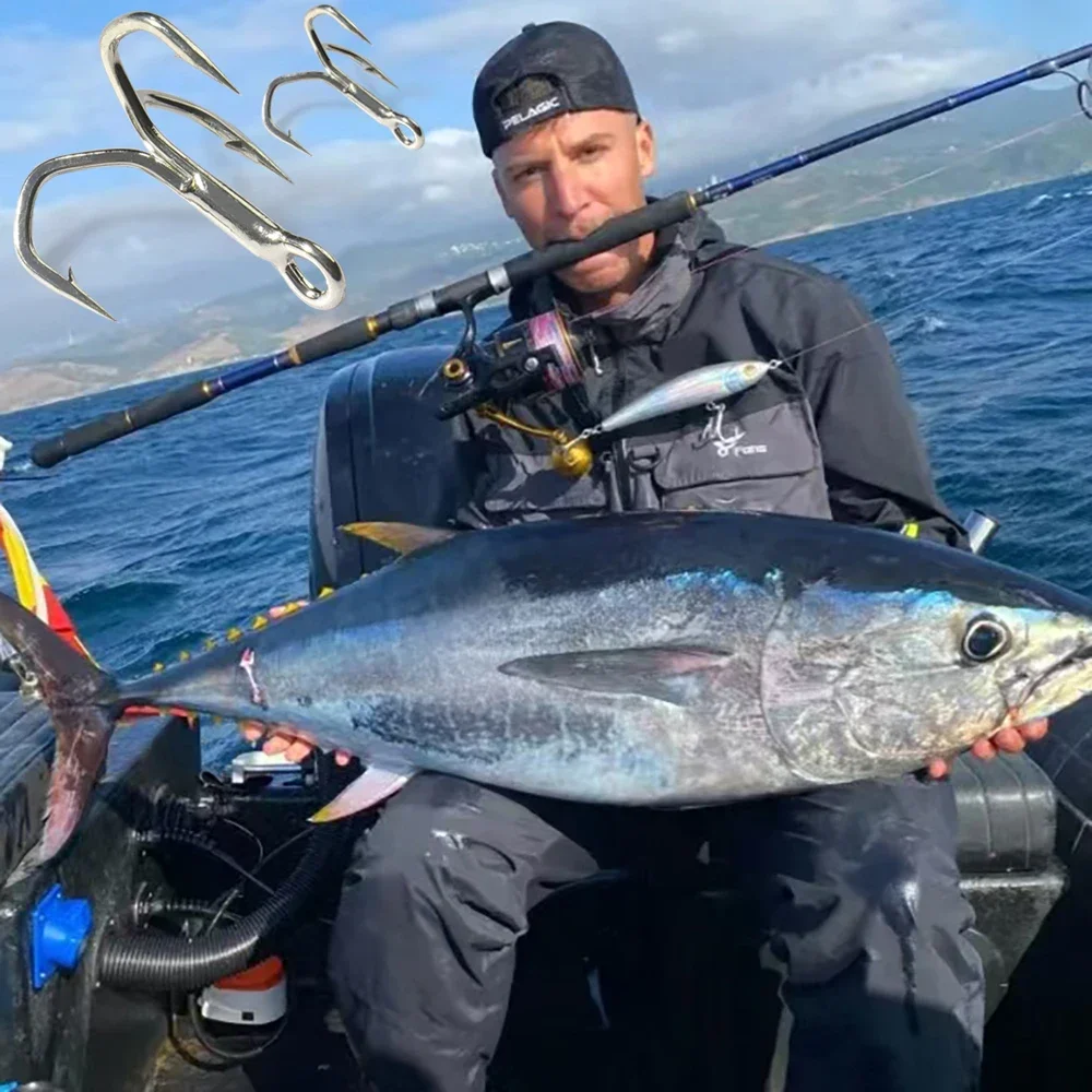 GOBAIT 30PCS Anzuelos triples 2 # -12 #   Anzuelos con púas angulares, afilados, de níquel de alta resistencia, antioxidantes, señuelo de Pesca, aparejos de Pesca, anzuelo