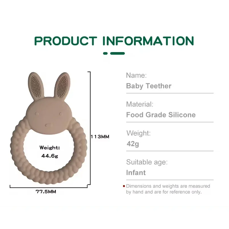 1Pcs Baby Silicone Teether Toy BPA Free Cartoon Rabbit Infant Nursing Teething Ring Health Molar Chewing Toys Baby Accessories