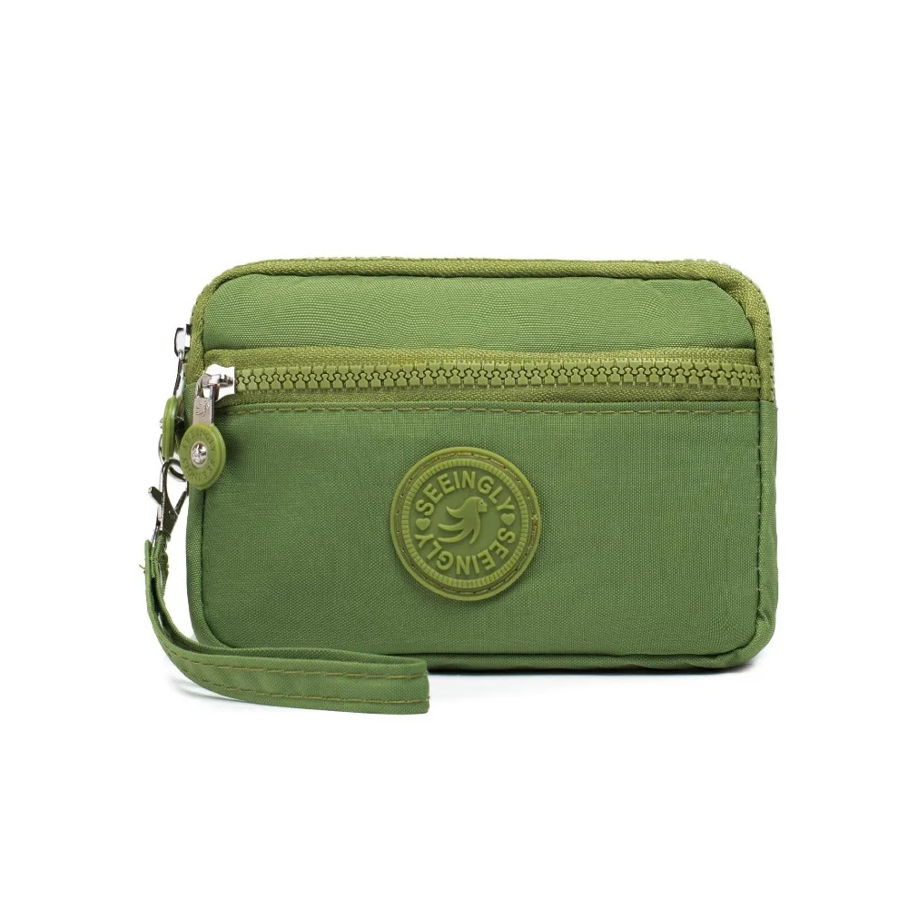 

Fashion Zipper Women Handbag Large Capacity Waterproof Storage Bag Double Layers Solid Color Phone Pouch