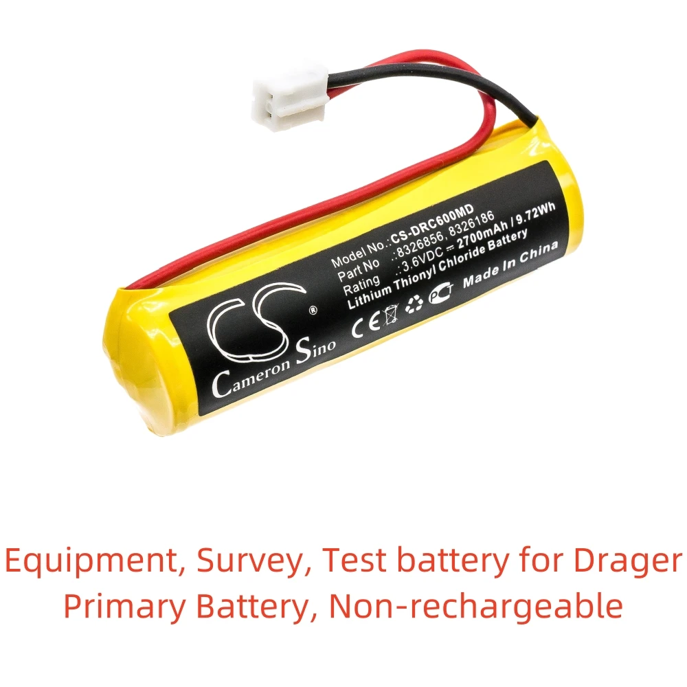 Li-SOCl2 Equipment, Survey, Test battery for Drager,3.6v,2700mAh,PAC 6000  PAC 8500