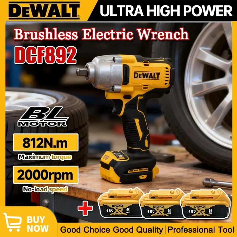 

Dewalt DCF892 Brushless 812N.m Electric Wrench 1/2 Inch Cordless Impact Driver High Torque Three Speed Auto Repair Power Tools