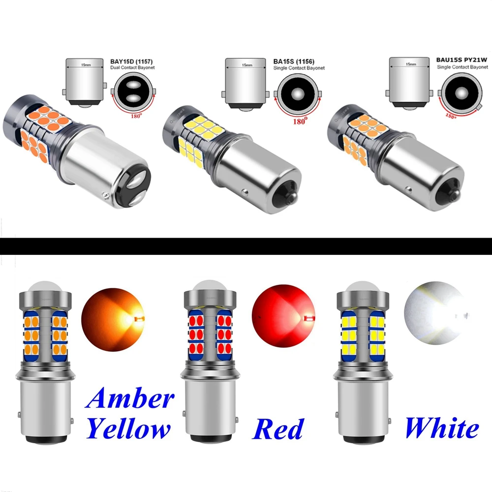 2 قطعة P21W LED P21/5 واط Led لمبات 1157 BAY15D PY21W BAU15S 1156 BA15S R5W السوبر مشرق سيارة الفرامل ضوء السيارات احتياطية عكس مصباح 12 فولت