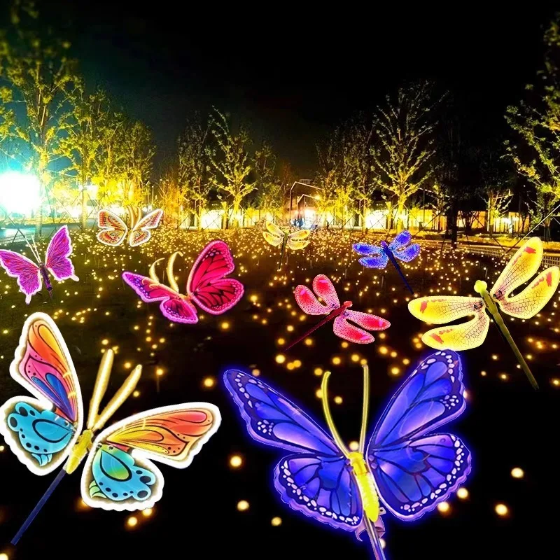 LED outdoor simulation butterfly light Park landscape light, waterproof dynamic butterfly animal light