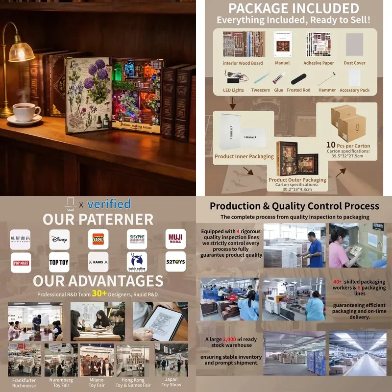 Custom Design 3D Wooden Puzzle Building Model Craft Kit Brain Teaser Toy LED Light Dust Cover Adults Teens Bookshelf Decor