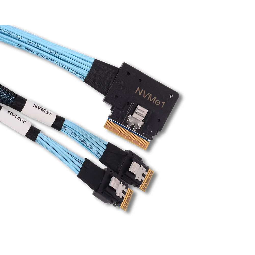 Right Angled 90 Degree Slim SFF8654 8i To 2 8654 4i SAS Built-in Server Array Data Cable One in Two