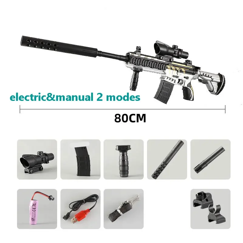 Pistolas eléctricas de hidrogel M416 para niños y adultos, 2 modos, Rifle de francotirador, tiro automático, pistolas de bolas de agua, armas de Paintball