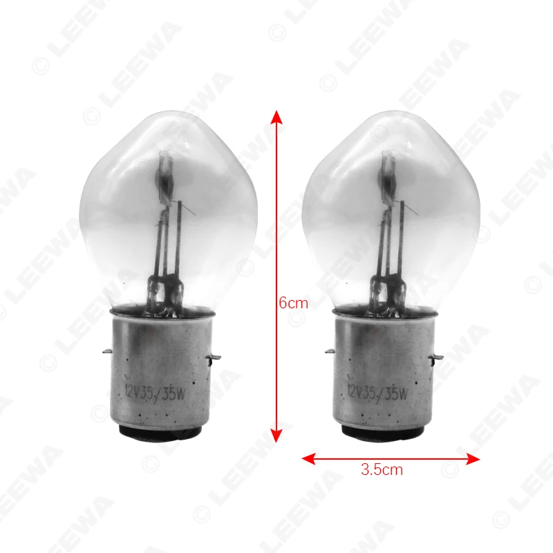 LEEWA 30pcs Motorcycle White Light DC12V 35W B35 BA20D Headlight Double Filament Bulb Lighting For Motorcycle  #CA7412