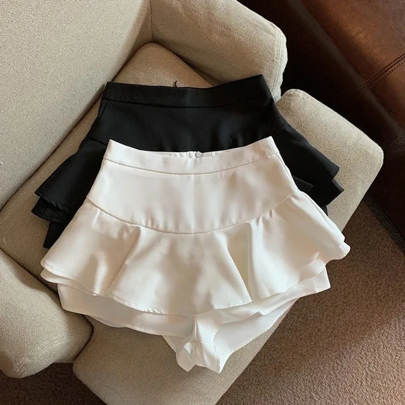 Sexy Ruffles Mini Skirt Women High Waist Slim Sweet Shorts Skirts Korean Fashion Casual Female Summer Design A Line Cake Skirt