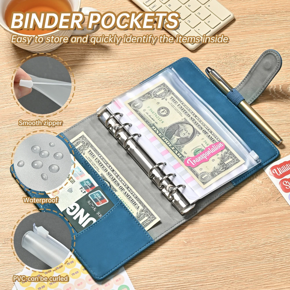 A6 Cash Budget Binder Money Budget Planner Binder With Zipper Envelope For Budgeting French Budget Pouch Binder For Saving Money