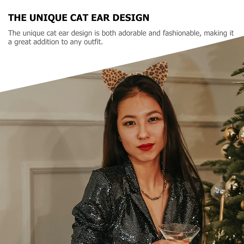 

10pcs Leopard Print Headb s Cat Ears Brown 14 Firm Cloth Lightweight Comfortable Party Cosplay Accessories Women Halloween