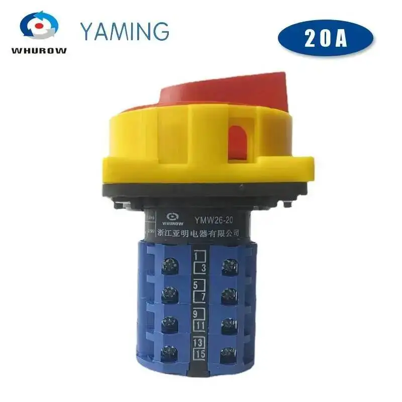 LW26GS-20 Padlock Rotary Cam Switch 20A OFF-ON 2 Position 4 Poles 16 Terminals Main Emergency Stop YMW26-20/4GS