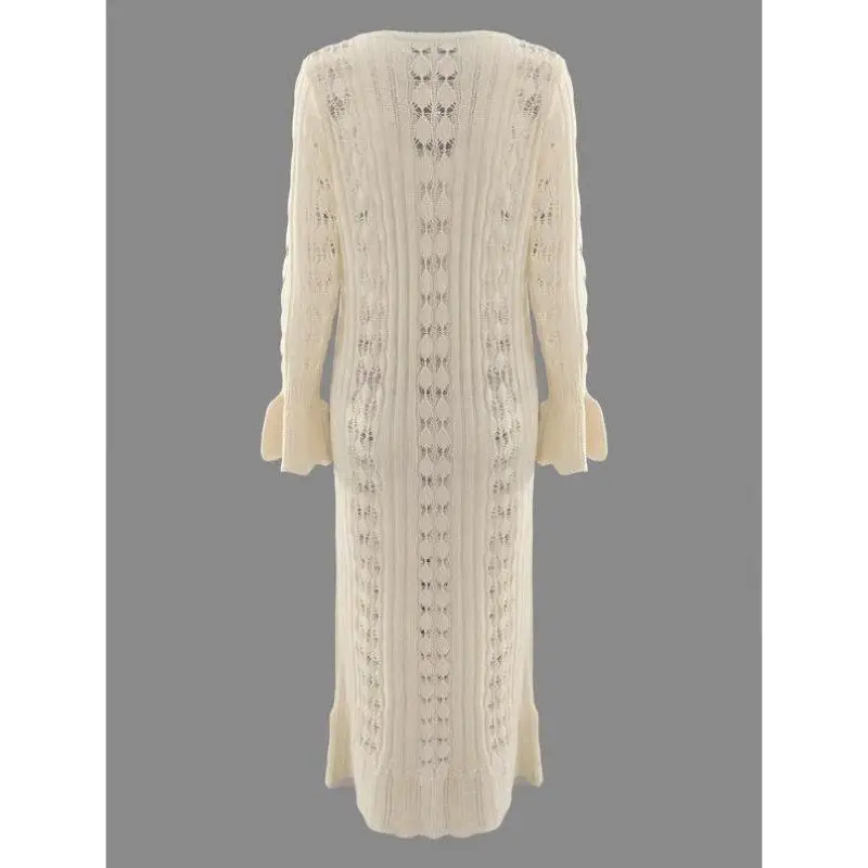 

Men's Knitted Sweater Women's Flat Hollow out Cross-Border New Sle Collar Nine Sve Length Thiened Coolmax Fiber