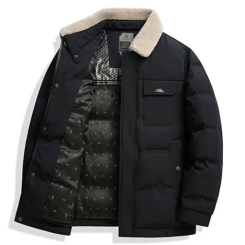 Dad\'s Winter Coat Thickened White Duck Down Puffer Jacket Men Short Style 50-60Years Old Middle-Aged And Elderly Down Jacket Men