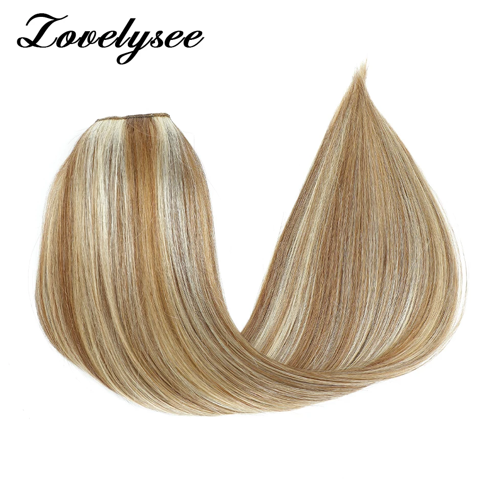Naturalny długi prosty do przedłużania włosów w kształcie litery V 14-28 Cal brazylijski blond prawdziwe ludzkie włosy dla kobiet 5 klipów jednoczęściowy 8 kolorów