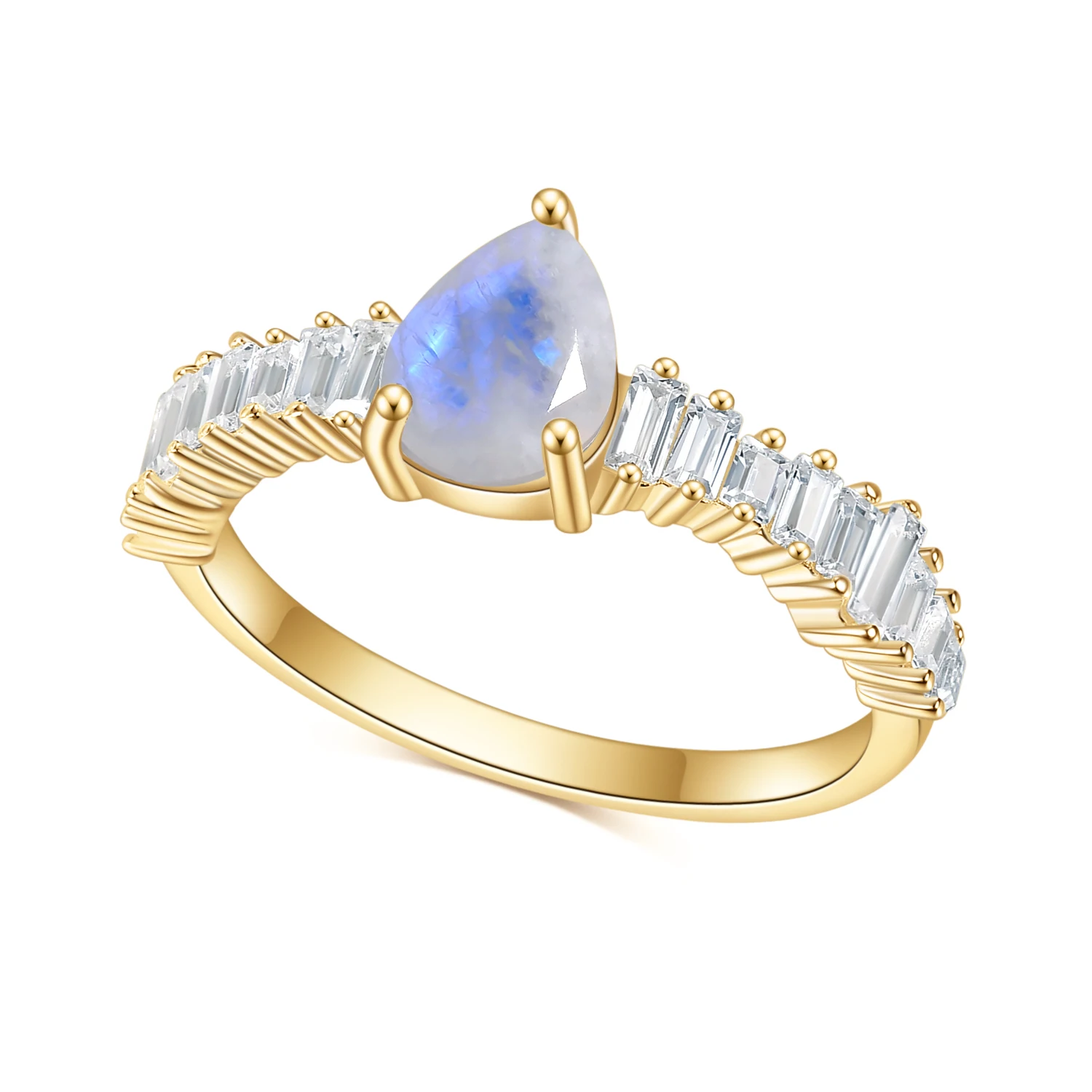 GEM'S BALLET Vintage Style Milky Blue Moonstone Engagement Rings in 925 Sterling Silver Women's Gemstone Ring Gift For Her