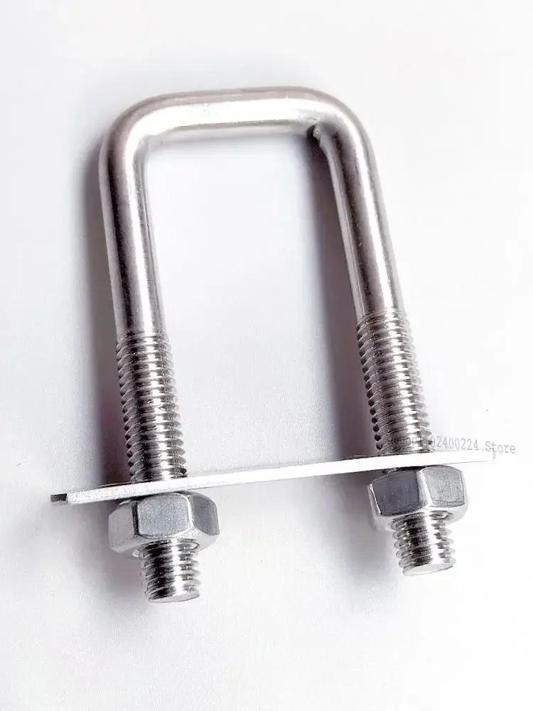 304 Stainless Steel M6810 Squa Bolt U-screw Square Clamp Square Pipe Clamp Right Angle Bolt With Baffle Square Clamp Hw20-200mm