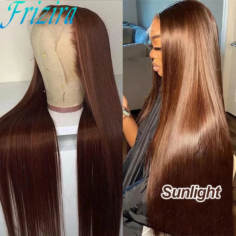 

Chocolate Brown 13X6 13x4 Straight Lace Front Human Hair Wigs For Women Pre Plucked With Baby Hair Brazilian Remy Hair 30 Inch