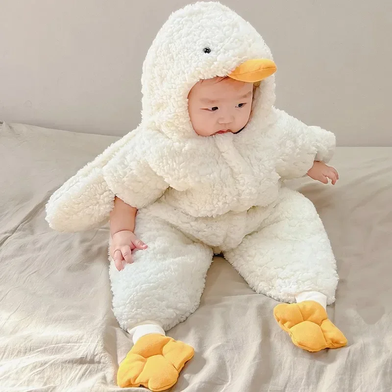 Winter Babies Newborn Girls Boys Clothes Duck&Cute Design Bodysuit Padded Babies Rompers (ONLY 1PCS Romper)