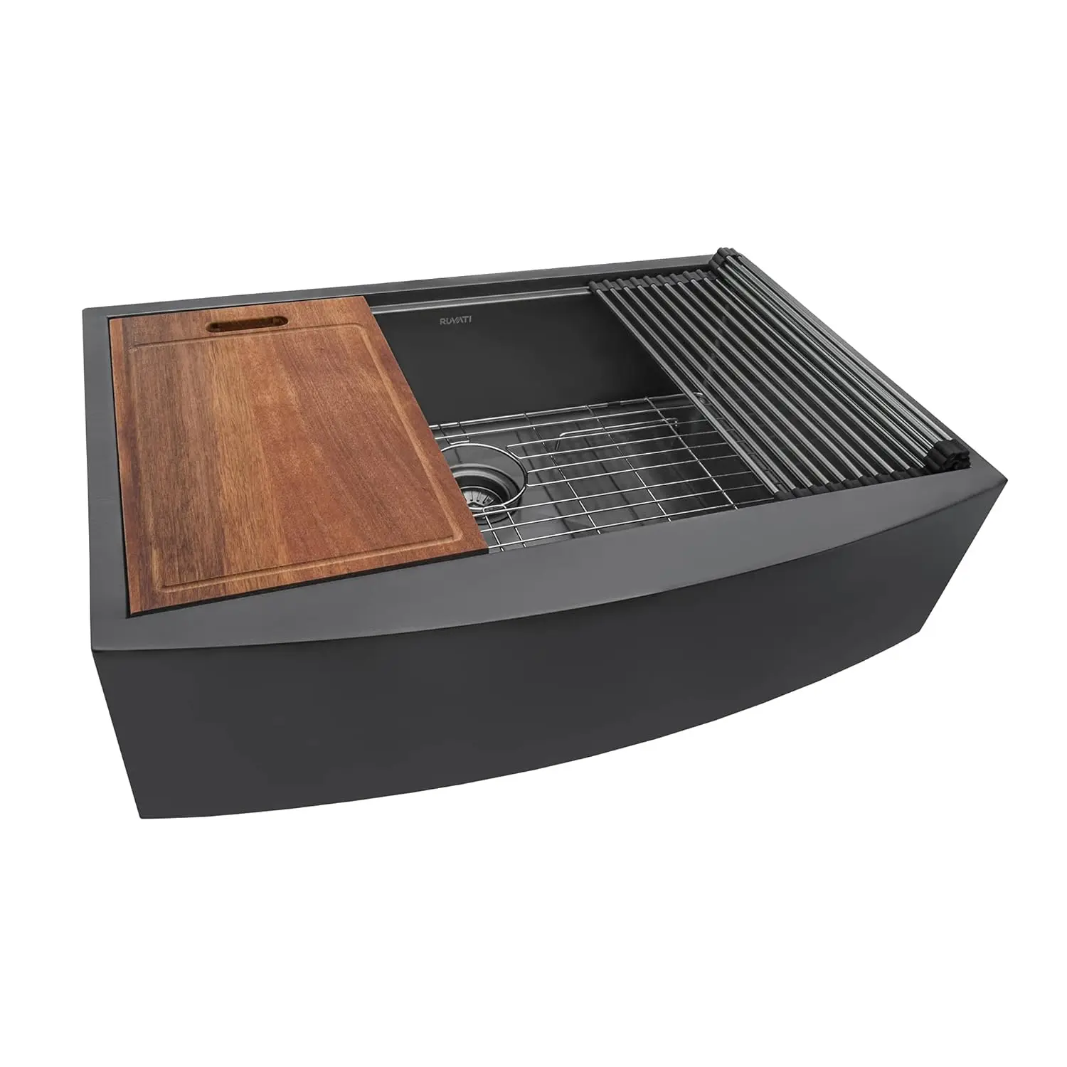 

30-дюймовая кухонная мойка из нержавеющей стали с фартуком, цвет черный металлик, для рабочих зон - RVH9106BL, на заказ