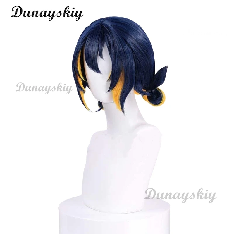 أنيمي كيريكو شعر مستعار تأثيري مختلط اللون كيريكو الباروكات القوس دبوس الشعر قناع مقاومة للحرارة الاصطناعية الشعر حفلة كوس الباروكات الدعائم غطاء شعر مستعار