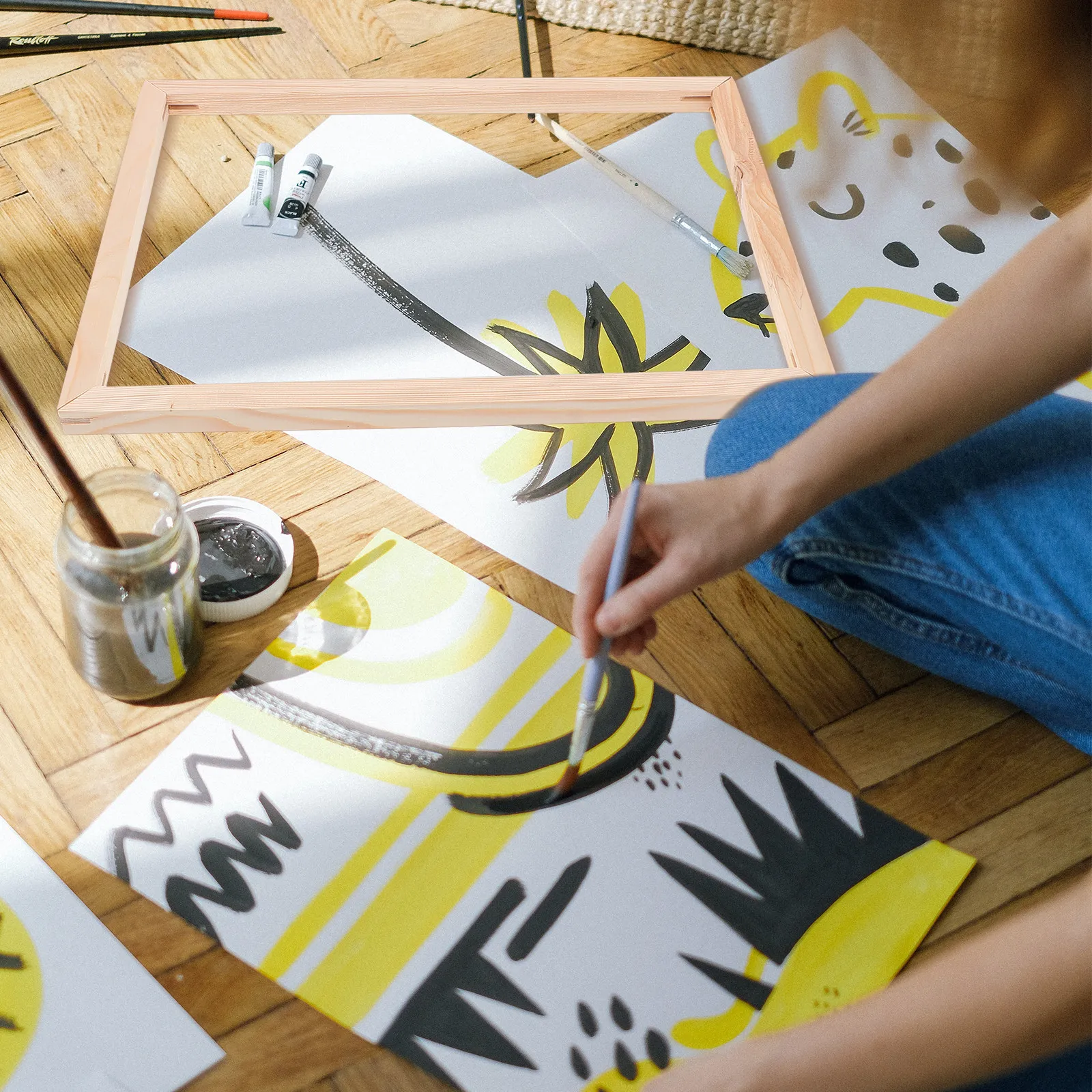 1Set Solid Wooden Oil Painting Frame DIY Canvas Frame Set Sturdy Display Rack for Painting Canvas Stretcher Bars
