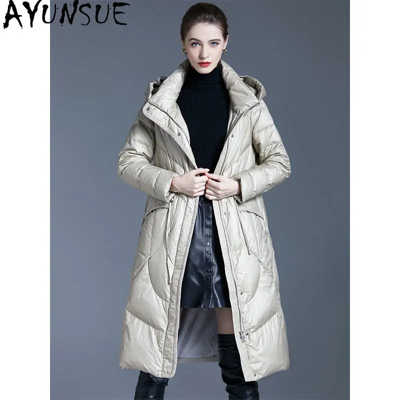 

AYUNSUE Winter Down Jacket Women Thick Long Coat Hooded Down Jackets for Women Loose Down Coats Abrigos De Mujer Invierno 2022 S