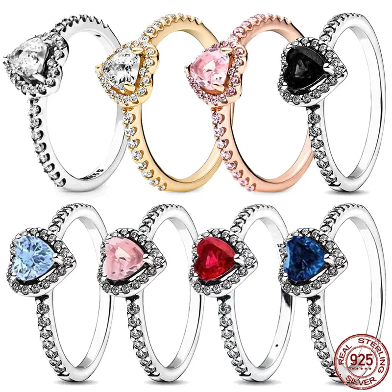 Hot selling 925 sterling silver classic shiny heart-shaped ring simple luxurious charm women's jewelry commemorative gifts