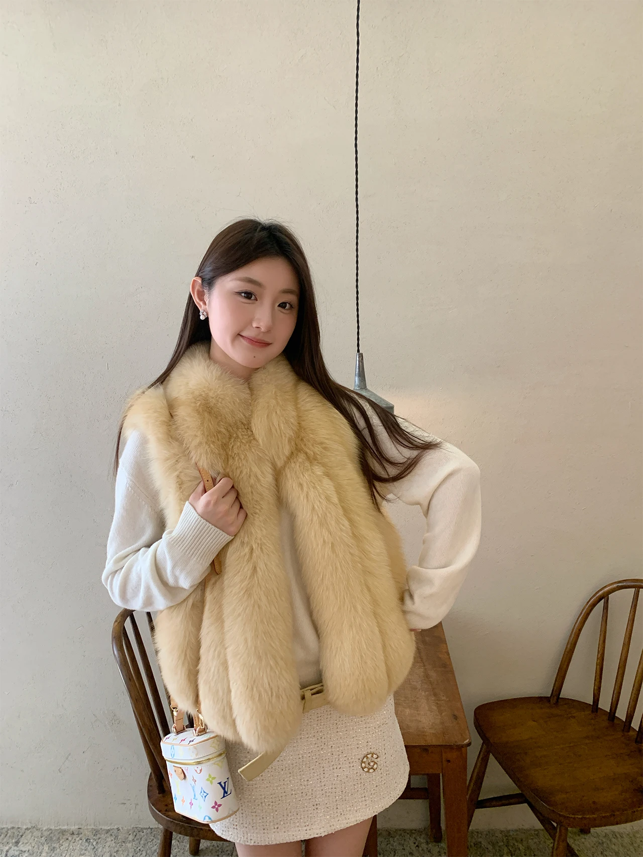 

Осенне-зимний меховой жилет Saga для женщин: теплая повседневная свободная куртка из натурального меха без рукавов