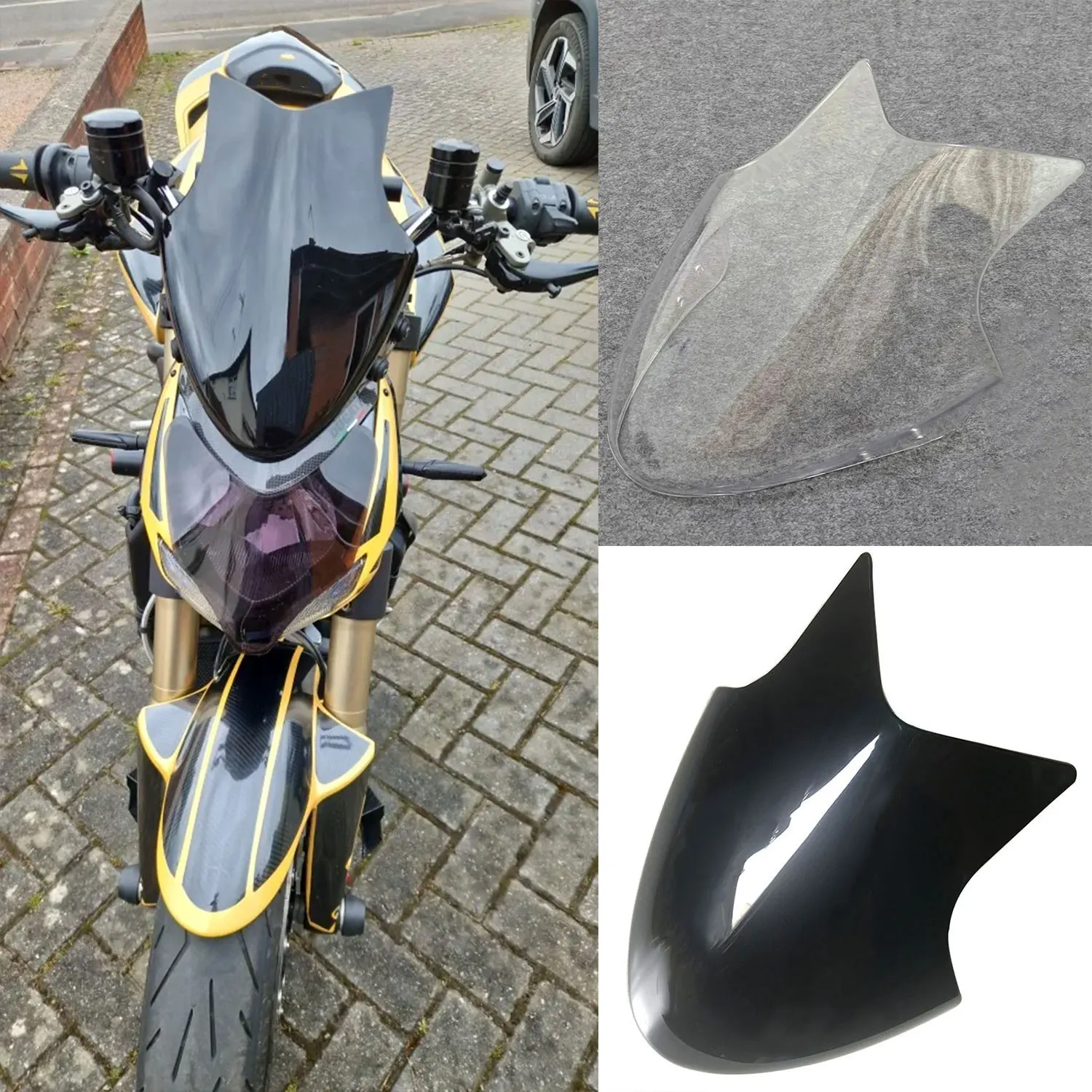 For Ducati Streetfighter 848 1000S 1100S Motorcycle Windshield Double Bubble Windscreen Screen Wind Deflectors Accessories Black