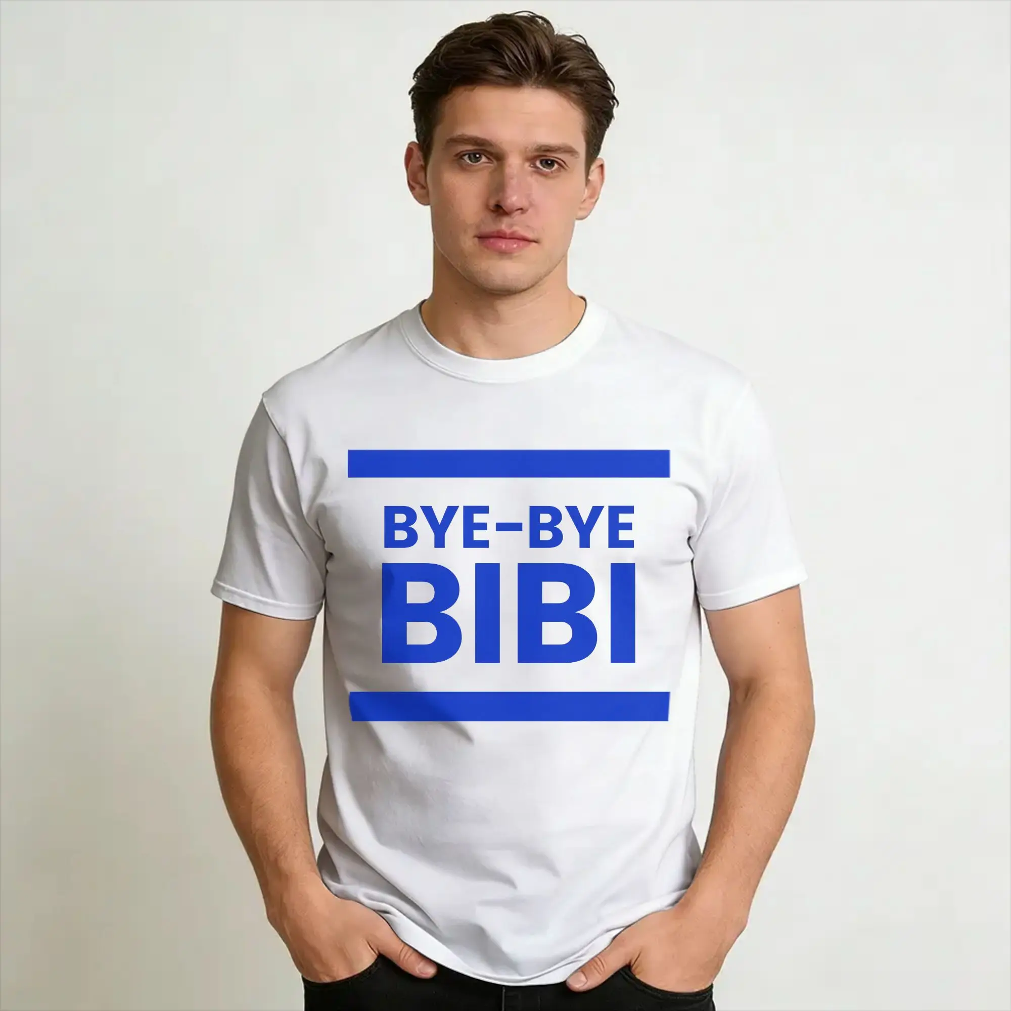 BYE-BYE BIBI Benjamin Netanyahu Leaves Office  Graphic Printed T Shirts Men Women  Pure Cotton  Tee Shirt Clothing
