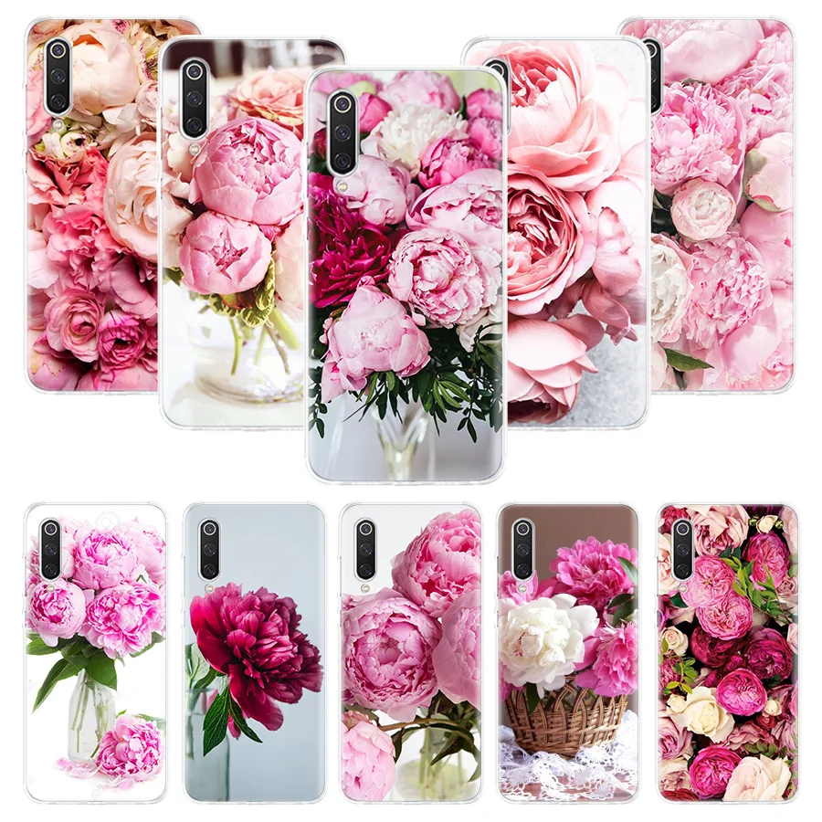 Elegant Pink Purple Peony Flower On the Vase Phone Case For Xiaomi Redmi Note 13 12S 12 11S 10 9 8 10S 11 11T 11E Pro Plus + 9S 