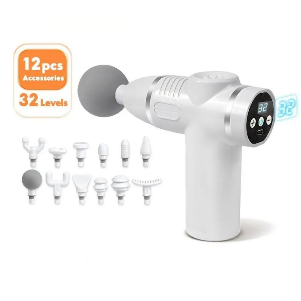 New with 12 Heads Fascia Massager Mini 32 Speeds Body Massager LCD Display Massage Machine for Muscle Neck Relaxation
