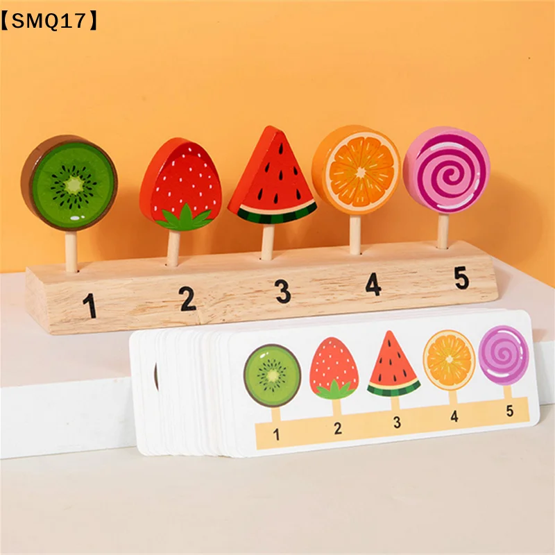 Kids Shape Color Sorting Board Game Toys Wooden Fruit Candy Ice Cream Matching Game Logical Thinking Training Pretend Toys【SMQ】