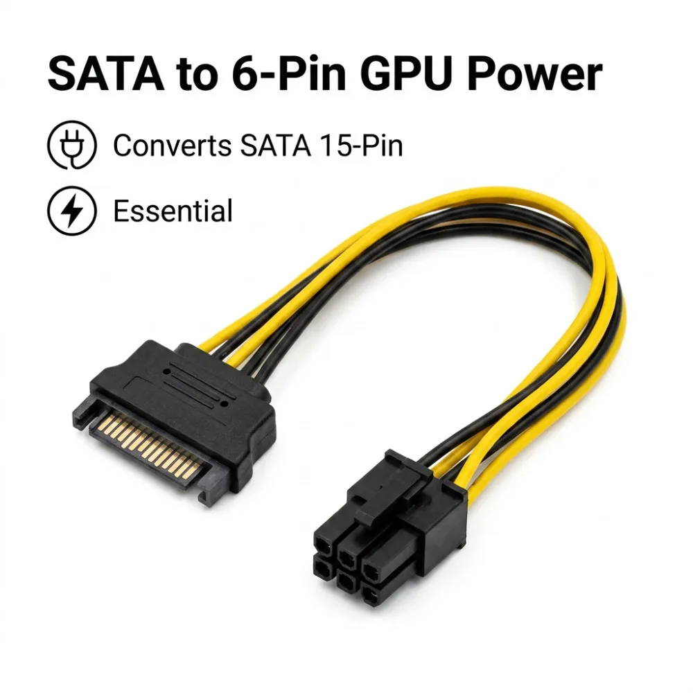 6pcs SATA 15PIN to 6Pin Cable Splitter Graphics Card Power Line Video Card Converter Wire Adapter GPU 6PIN Extend Cord