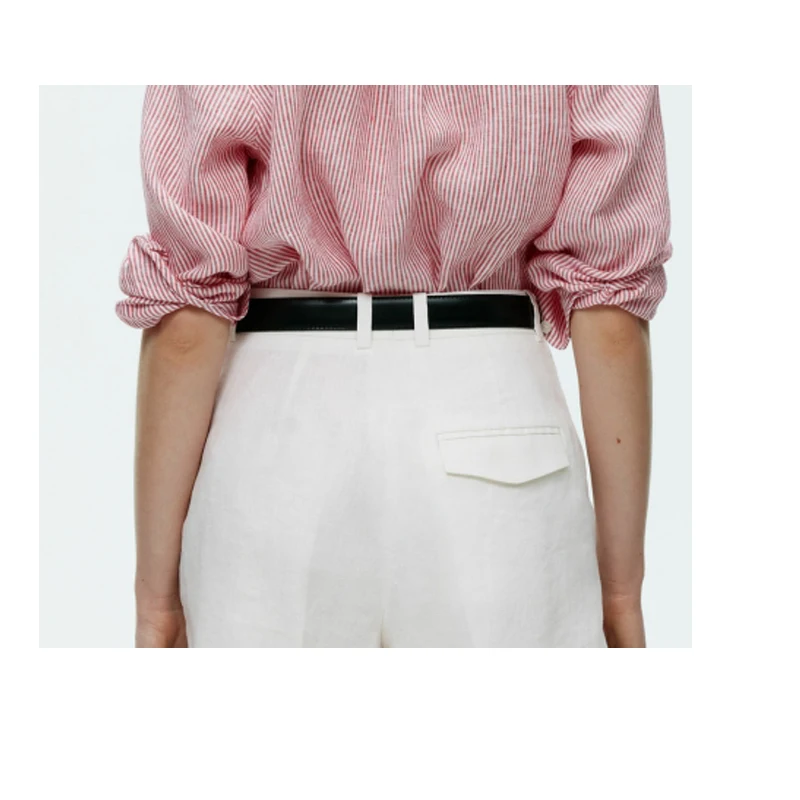 Pantalones cortos de lino de alta gama para mujer, pantalón blanco Simple para jóvenes, ropa de calle de moda juvenil para exteriores, primavera y verano, Envío Gratis