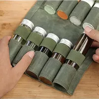 Spice Storage Bag with 9 Spice Jars Condiment Container Set Organizer Outdoor Camping Picnic Barbecue Kit