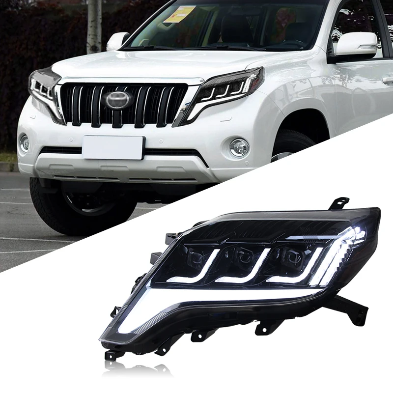 LED Turn Signal Headlight For Toyota 2014-2017 Prado Car Front HeadLamp Assembly Led Lens Daytime Running Light Accessories