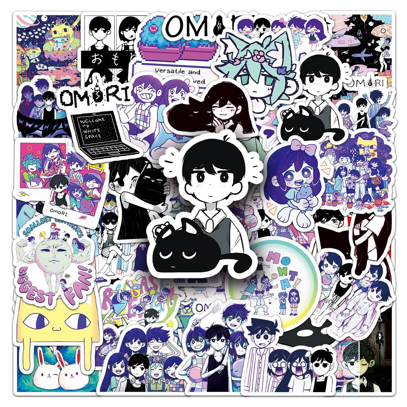 50pcs Omori Horror Game Character Peripheral Creative Cartoon Decoration Notebook Waterproof Stickers