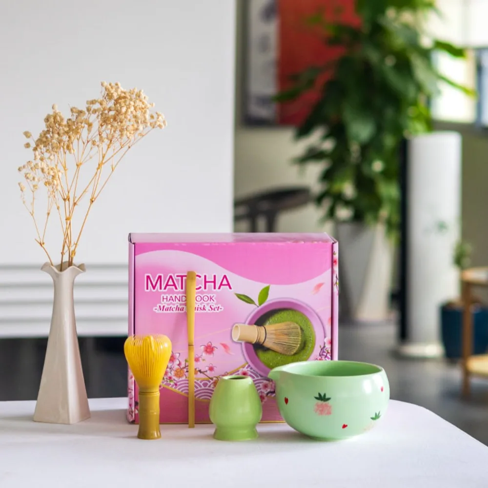 

4 шт./компл., традиционный керамический японский чайный сервиз матча, пищевой многоразовый венчик матча, кисть для перемешивания матча