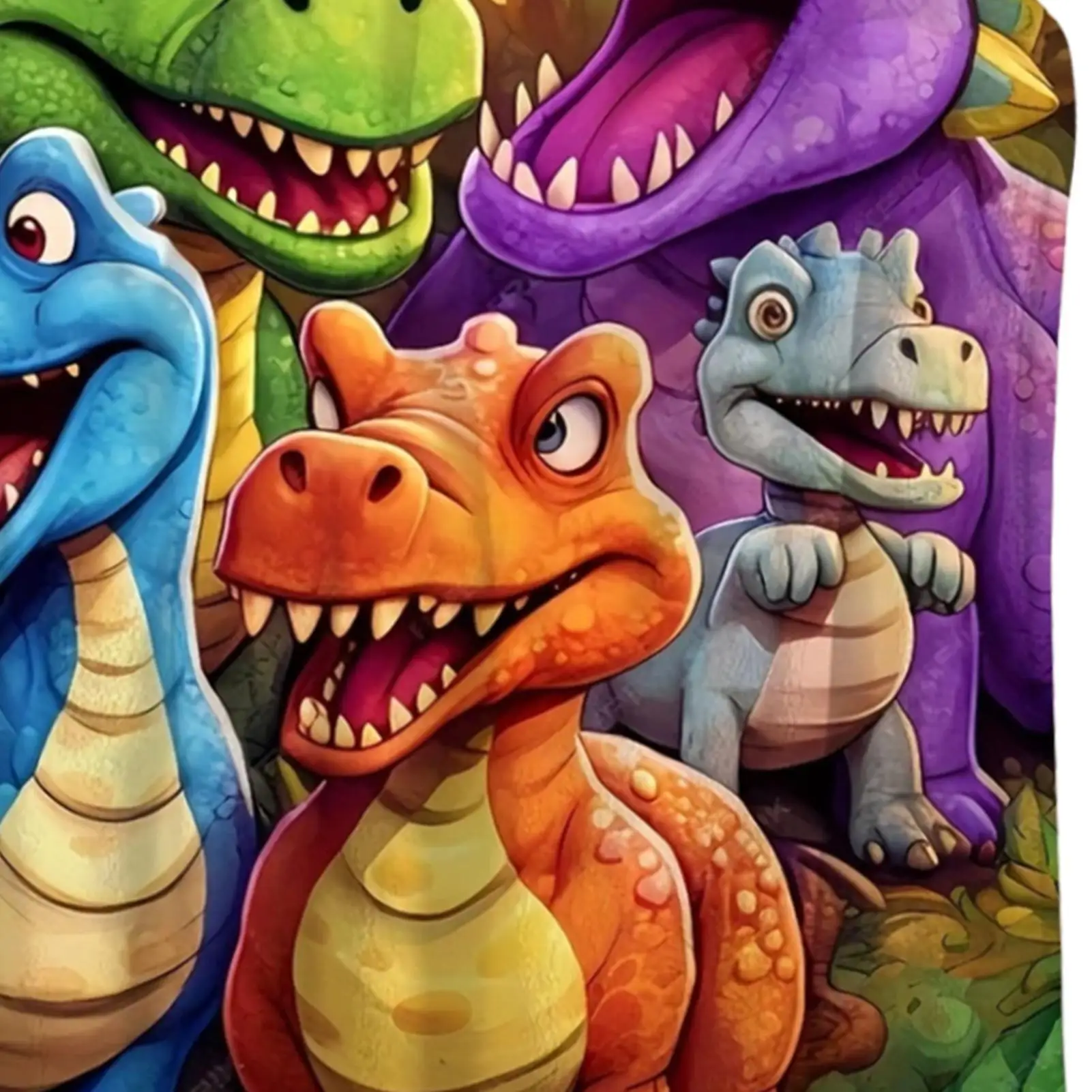 Dinosaur Blanket For Girls Cute Flannel HD Digital Print Decoration Throw Smiling Dino Blanket For Car Trip Bed Living Room Sofa