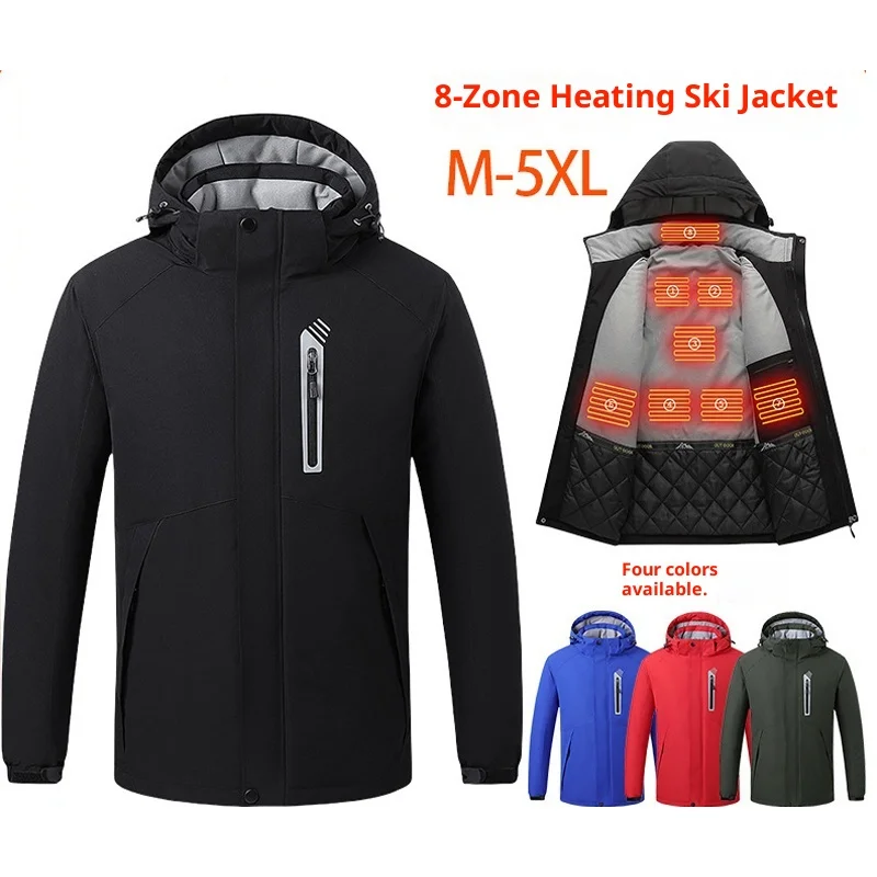 

Electric Heating Hooded Jacket Casual Men's Fleece Soft Shell Waterproof Warm Hiking Clothing New Model Motorcycle Street Gear