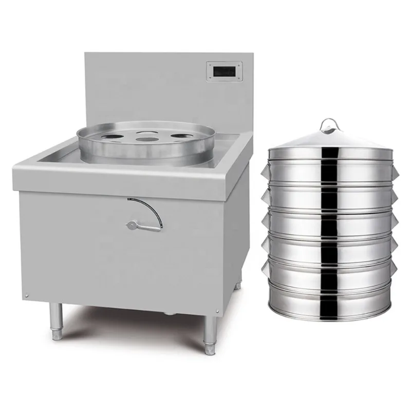 Commercial 15KW electric induction steamer, single burner for steamed dumplings for restaurant and household use