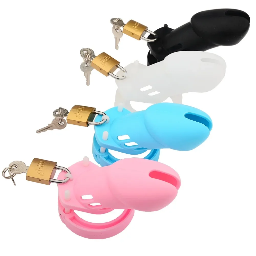 4 Colors Silicone cb6000s Short Long Male Chastity Device With 5 size Penis Ring Cock Cage Sex Toys for Men Penis Urethral Lock