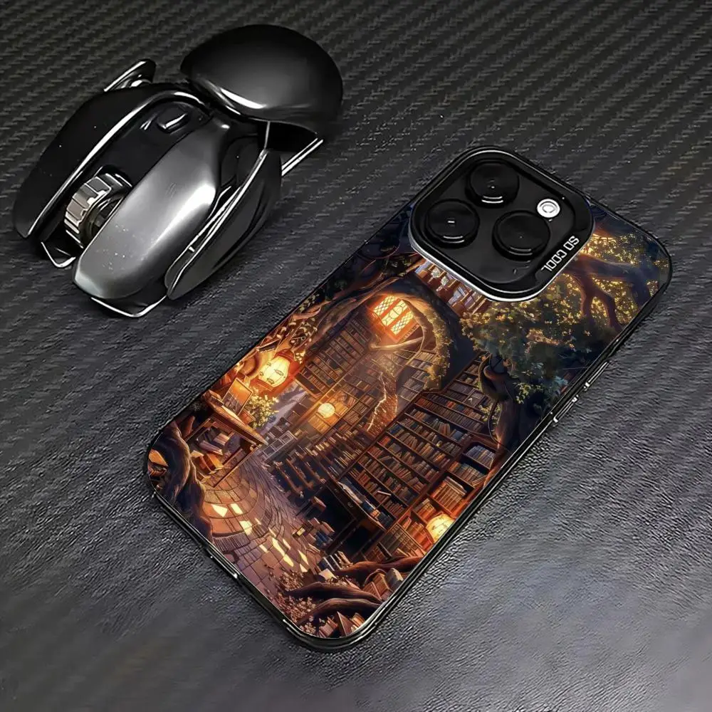 

Creative Tree Hole Library case for iPhone 16 15 14 13 12 11 Pro/ Max/Plus shock-proof rear cover anti-fingerprint