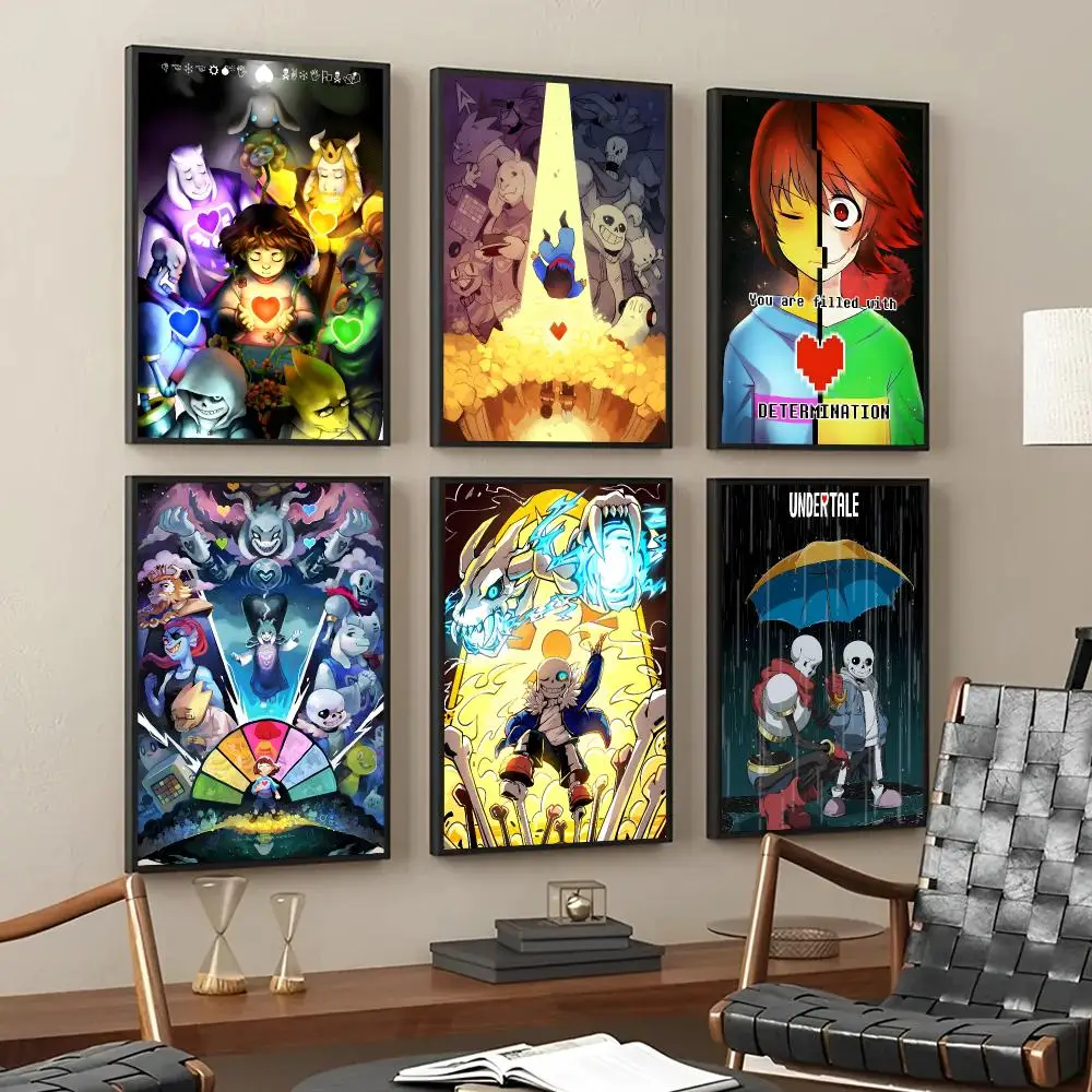 Game U-Undertale Poster Self Adhesive Sticker Home Bedroom Living Room Game Room Decoration