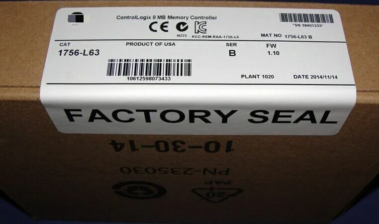 

New Factory Sealed 1756-L63 /B ControlLogix 8MB Memory Controller 1756L63