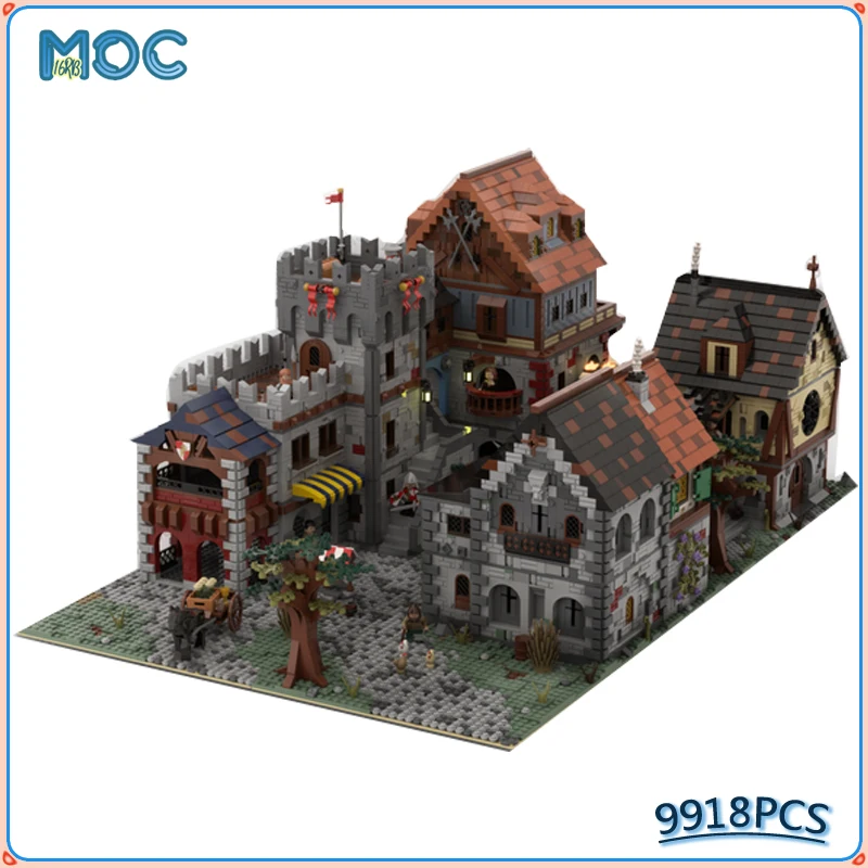 MOC-bloques de construcción de Castillo Real Medieval, juego de ladrillos de Castillo grande Medieval clásico, juguetes para la construcción, regalos de navidad