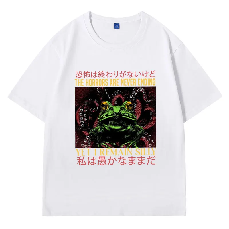 The Horror T-shirt Men's Women's Japanese Weird Frog Funny T Shirt Fashion Casual Oversized Short Sleeves O-Neck Cotton Tops