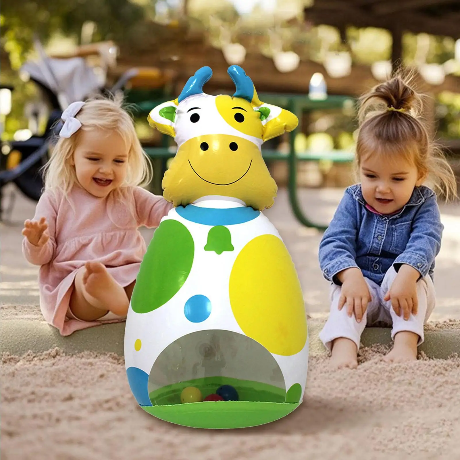 Giocattoli di mucca per bambini Giocattolo rimbalzante di mucca con campana Divertimento animale portatile per la camera da letto Scrivania Viaggio Pavimento Cortile Aula Decorazione della casa