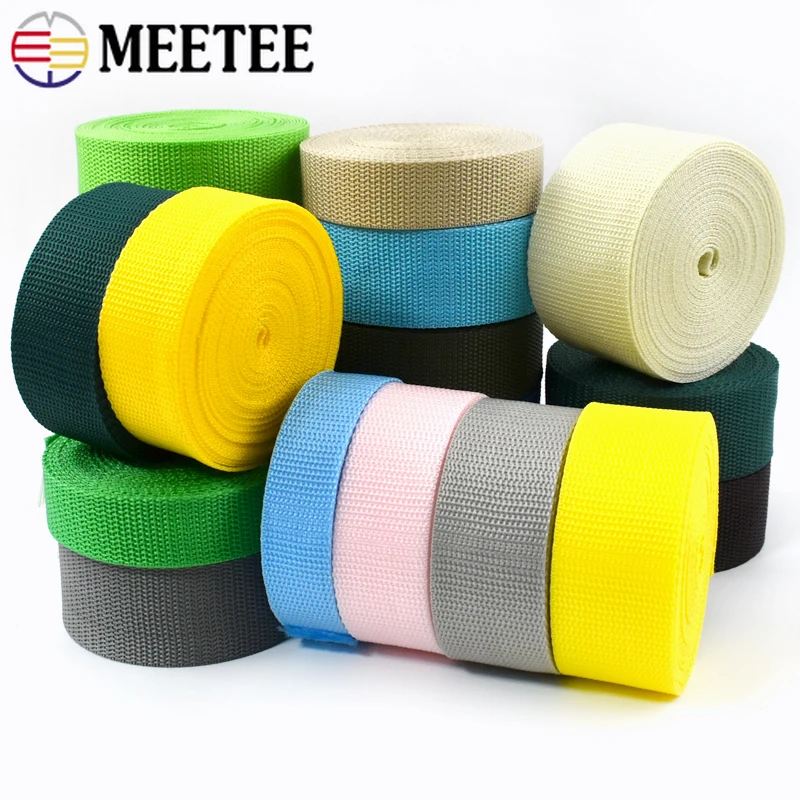 5M Meetee 20-50mm PP Polypropylene Webbing Shoulder Bag Strap Nylon Ribbon Band Safety Belt Decor Lace Sewing Bias Accessories